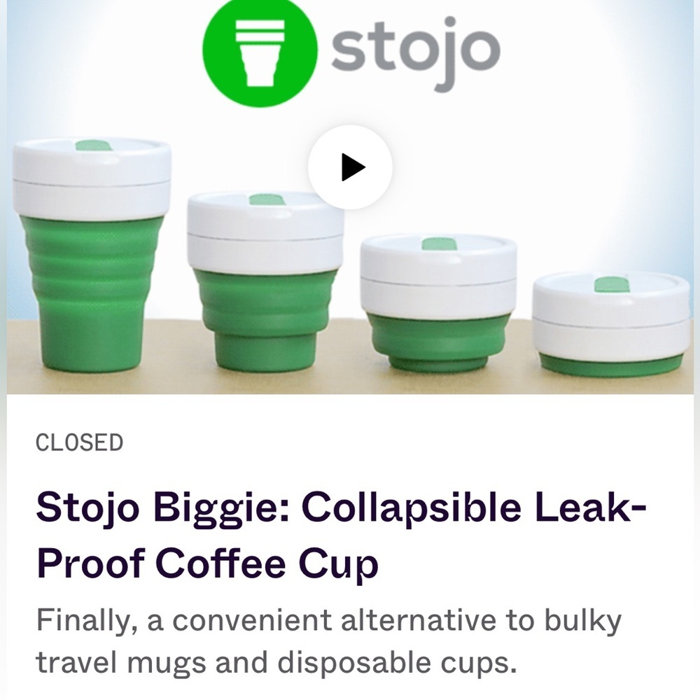 STOJO collapsible 12 oz green travel cup – silicone microwave & dishwasher safe